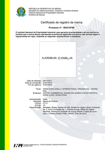 MARIA CARLA 巴西
国际商标注册证