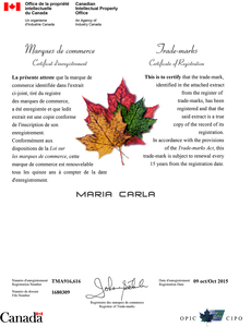 MARIA CARLA 加拿大
国际商标注册证